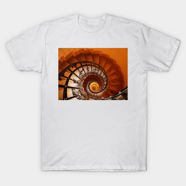 Spiral Staircase, St Stephen's Basilica, Budapest T-Shirt by Ludwig Wagner